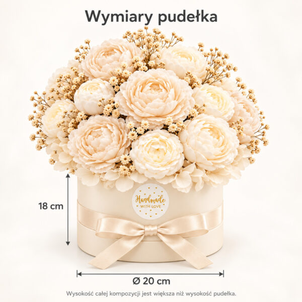 Elegancki duży flowerbox z mydeł glicerynowych — kobiecy zapachy perfum personalizacja