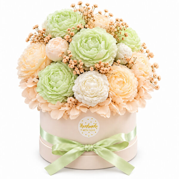 uży flowerbox mydlany, bukiet mydlany, kwiaty z mydła glicerynowego